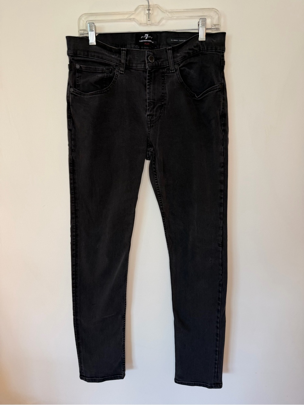 7 For All Man Kind Black Slim Fit Woman’s Jeans size 16 tapered stretch skinny